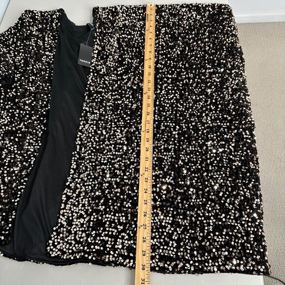 Torrid Sequin Ruana OS Black Gold Kimono Glam Party Holiday Plus - Picture 6 of 7